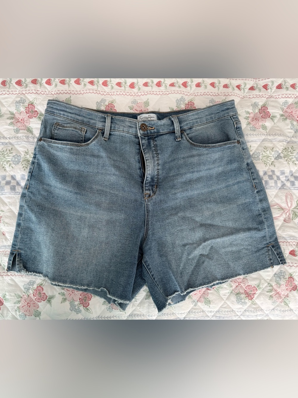 Jessica Simpson Women's Frayed Denim Jean Shorts Size 12 Blue